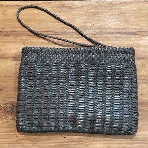 ALAN BILZERIAN Designer Leather Weave Braided Wristlet Purse Wallet 10”x7.75”